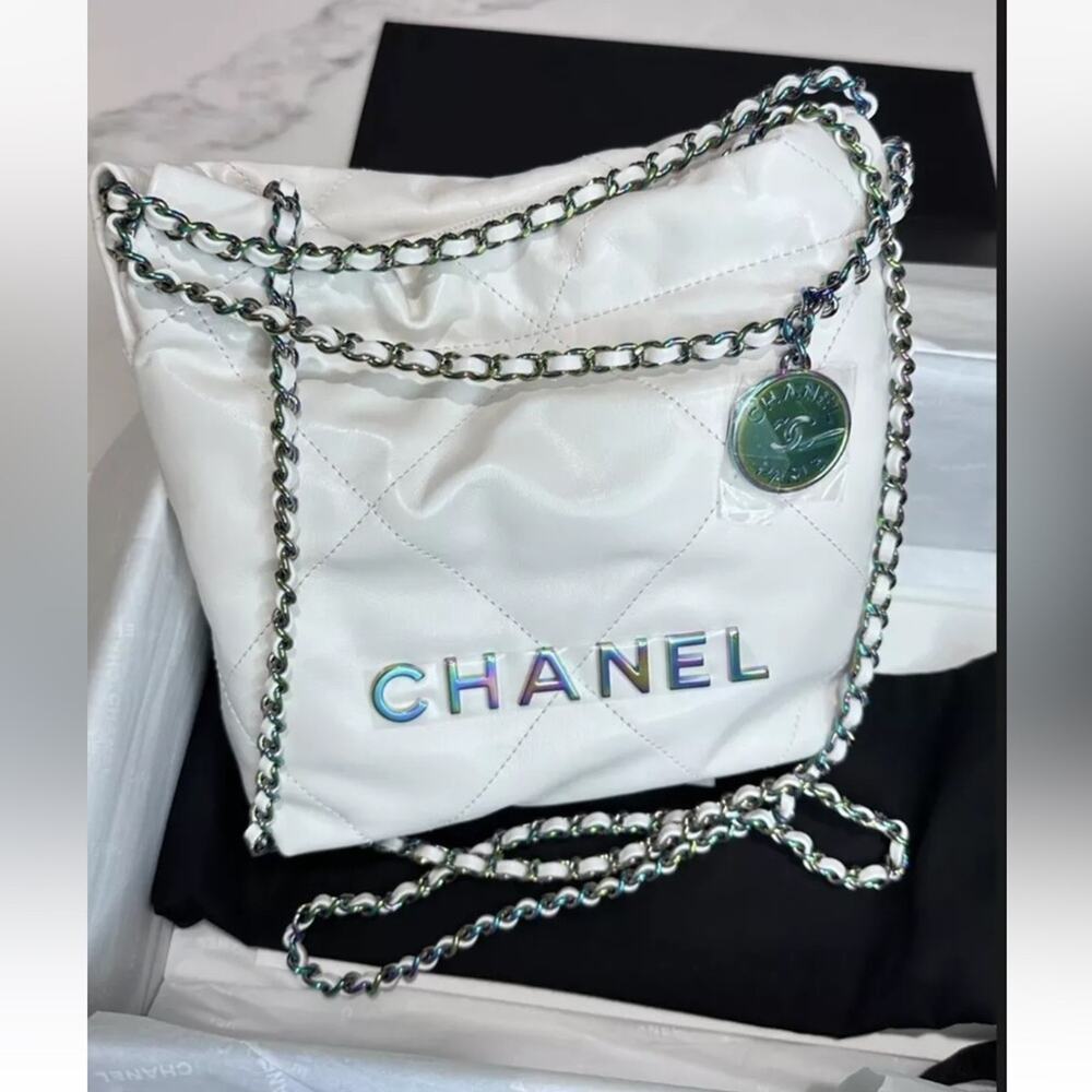 CHANEL WHITE MINI 22 Bag HANDBAG RAINBOW LIMITED EDITION +RECEIPT NEW w/tags